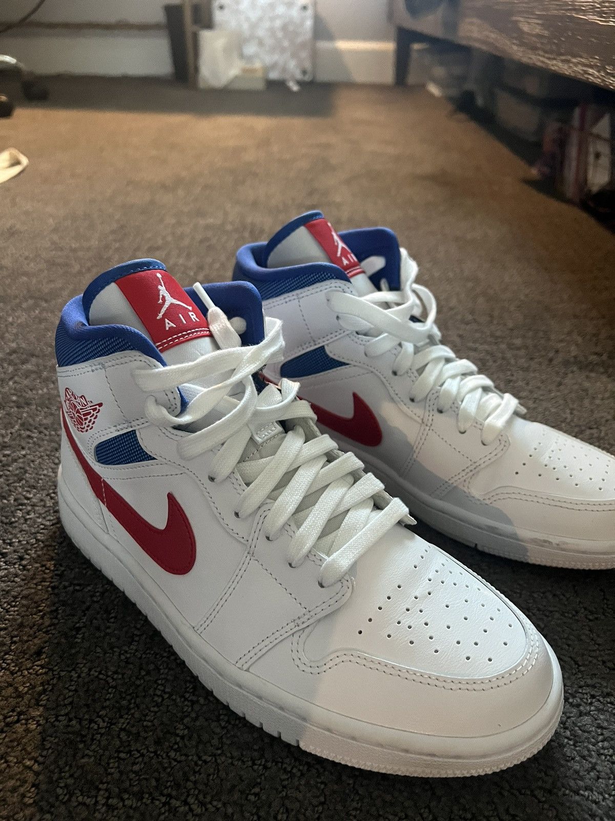 Jordan Brand × Nike JORDAN 1 MID WHITE RED ROYAL Size US 8 / IT 38 - 2 Thumbnail