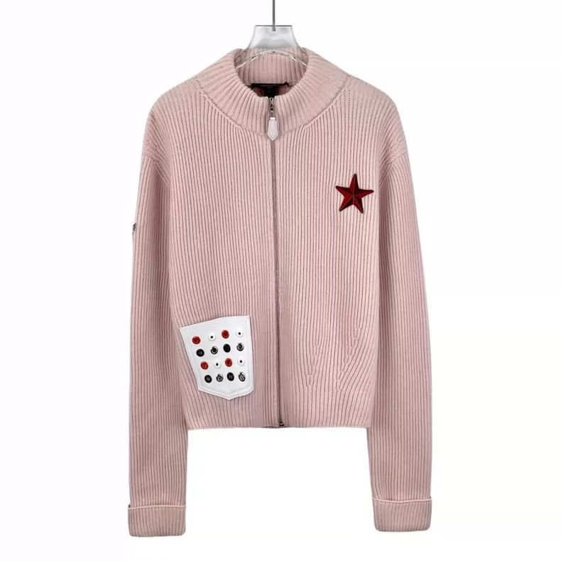 Louis Vuitton Louis Vuitton Pink five-pointed star embroidered cashmere Size S / US 4 / IT 40 - 1 Thumbnail