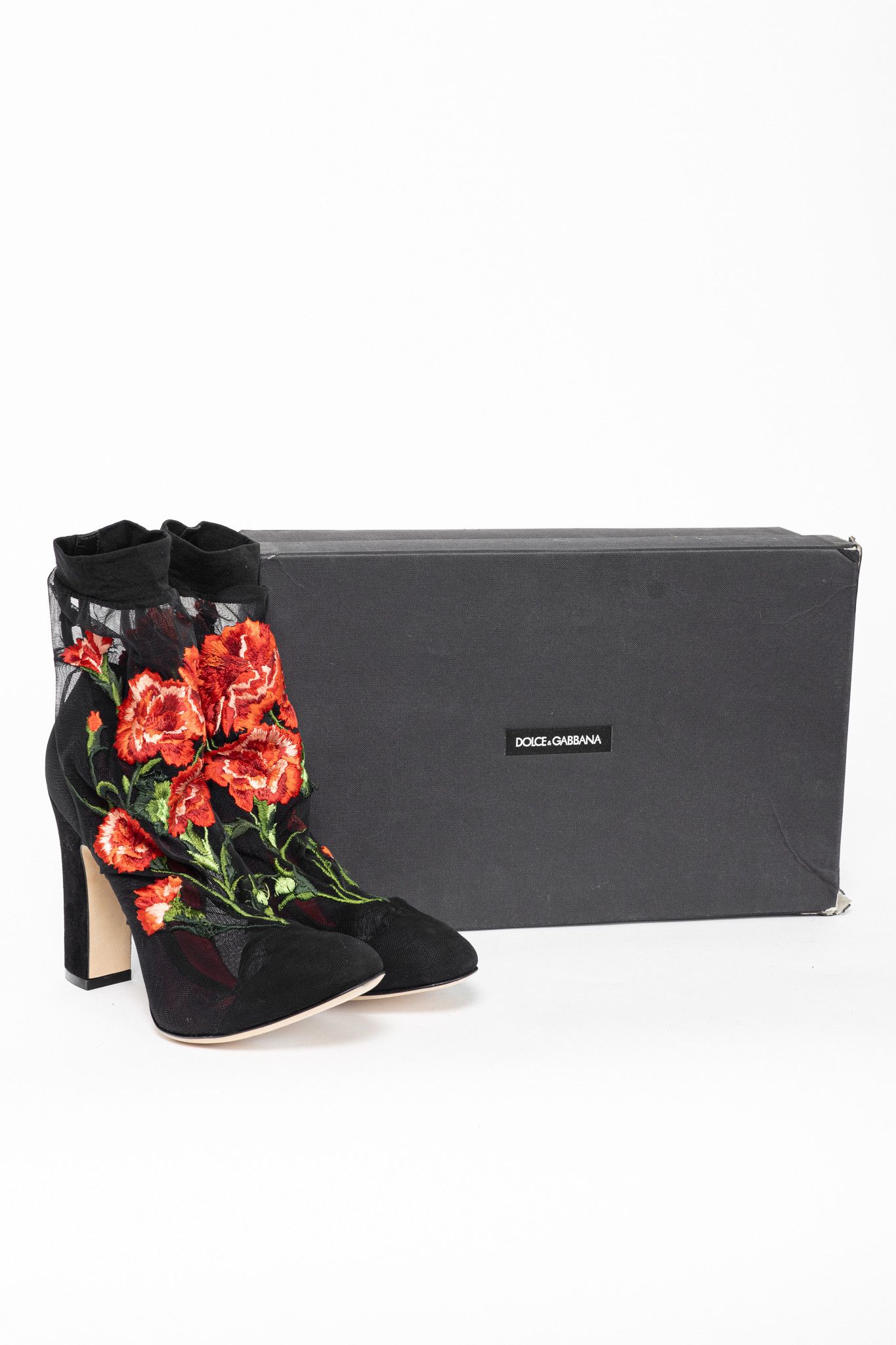 Dolce & Gabbana Dolce & Gabbana SS15 Runway Floral Mesh Suede Booties Size US 8.5 / IT 38.5 - 12 Thumbnail