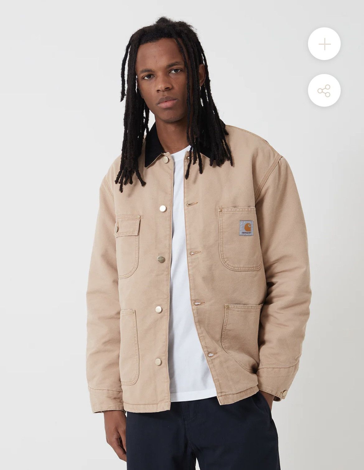 image of Carhartt Wip Carhartt-Wip OG Chore Coat - Dusty Hamilton Brown/black in Tan, Men's (Size Small)