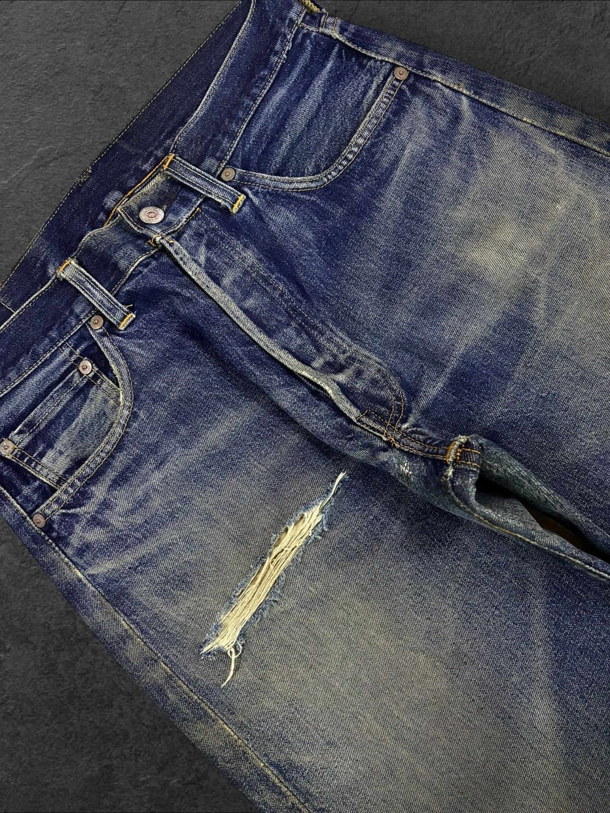 Levi's Vtg 80s US Levis Big E 501 #555 Grunge Selvedge Jeans Size US 30 / EU 46 - 4 Thumbnail