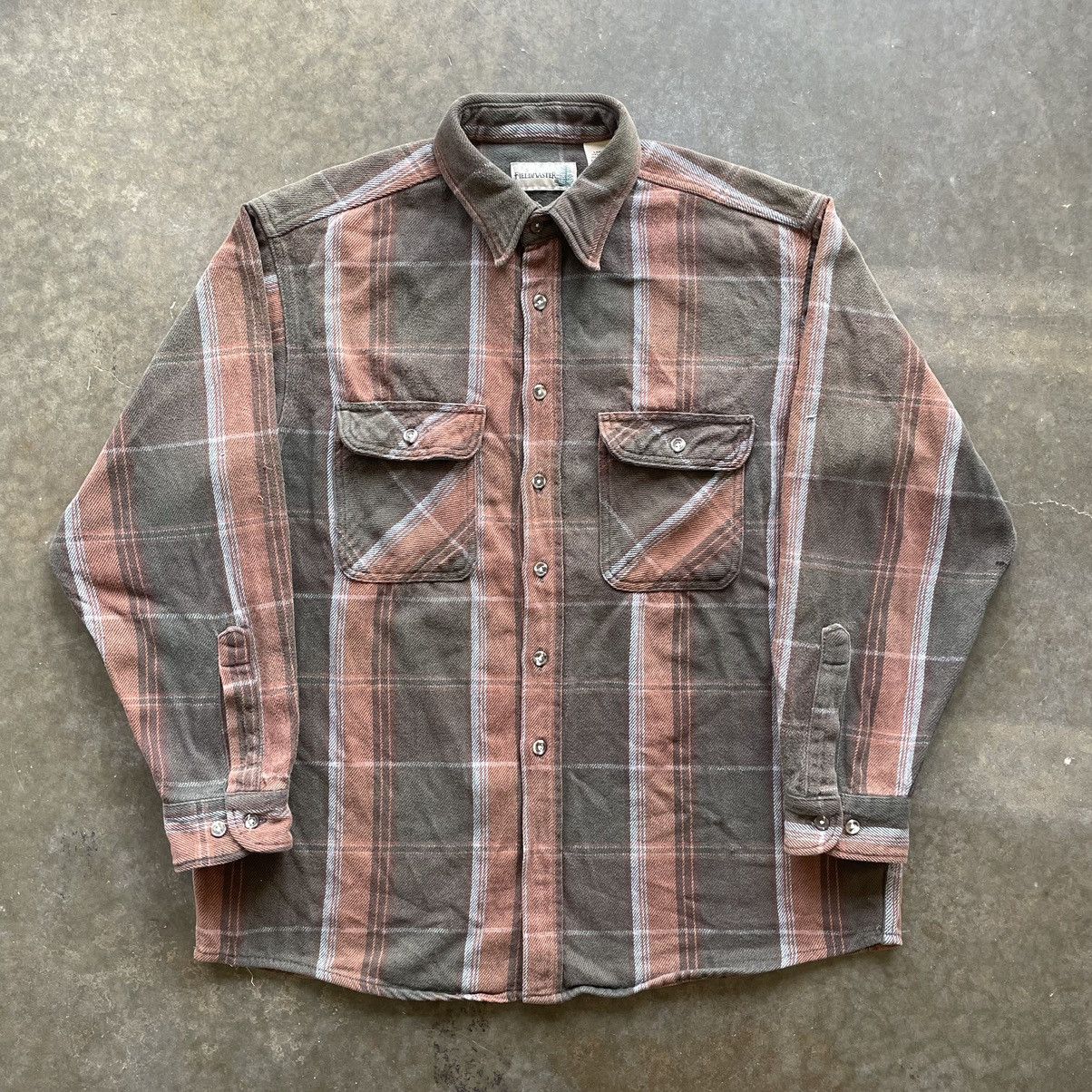 Fieldmaster × Vintage Vintage 90s Brown Green Plaid Flannel Button Up Grunge Size US L / EU 52-54 / 3 - 1 Thumbnail