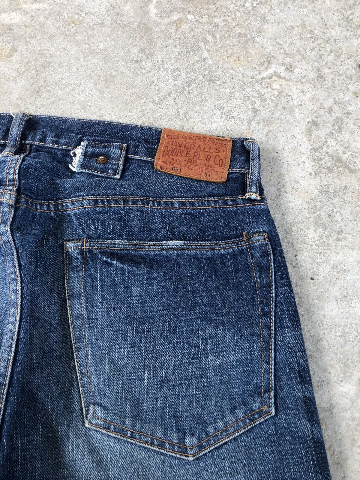 RRL Ralph Lauren Vintage Double RL 081 Selvedge Denim Buckle Back Distressed Size US 34 / EU 50 - 16 Thumbnail