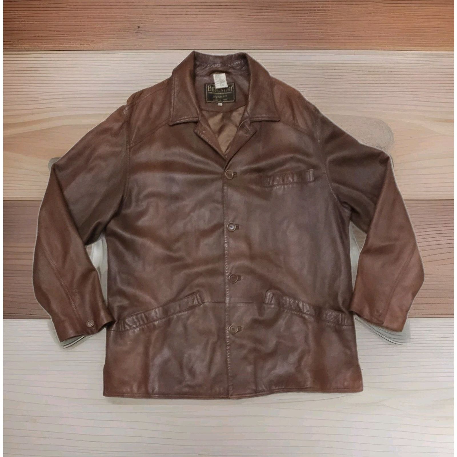 Giani Bernini Bernini Genuine Cupro Leather Jacket Coffee Men’s 52 Size US XL / EU 56 / 4 - 4 Thumbnail