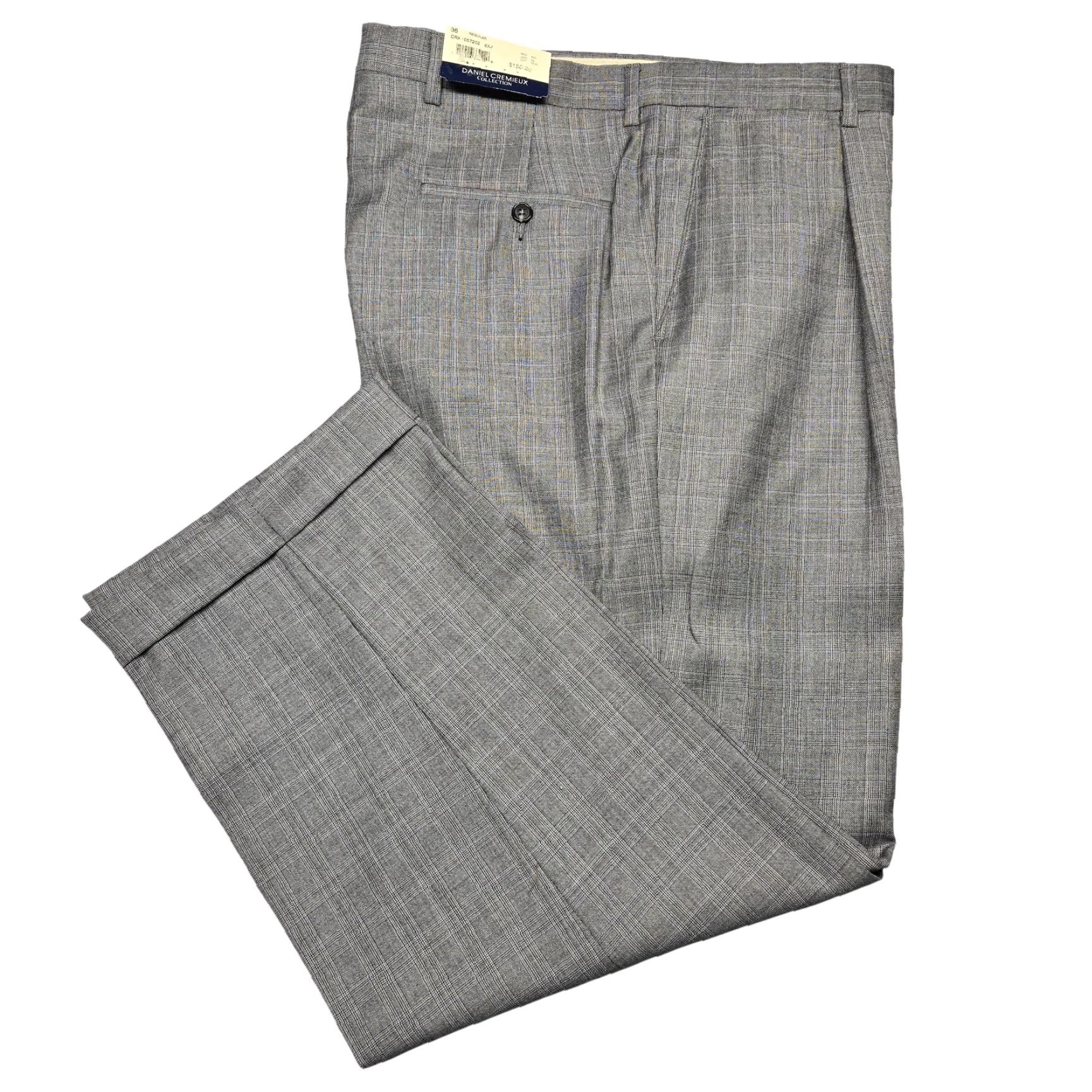 Cremieux Daniel Cremieux Pants Mens 36 Gray Plaid Pleated Dress Trousers Made USA Size US 36 / EU 52 - 2 Thumbnail