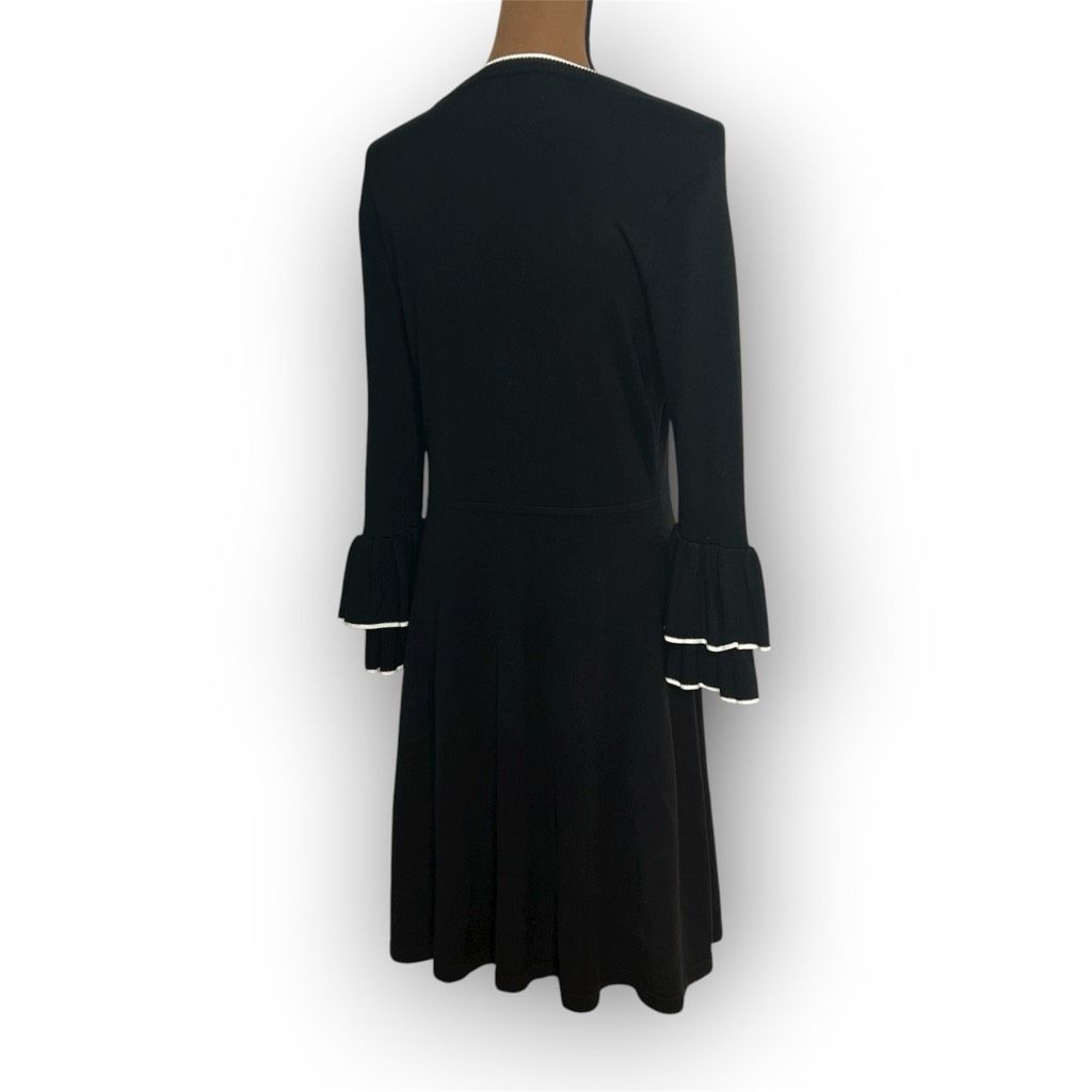 Vince Camuto Vince Camuto Black White Trimmed Layered Ruffle Cuff Sweater Size L / US 10 / IT 46 - 11 Thumbnail