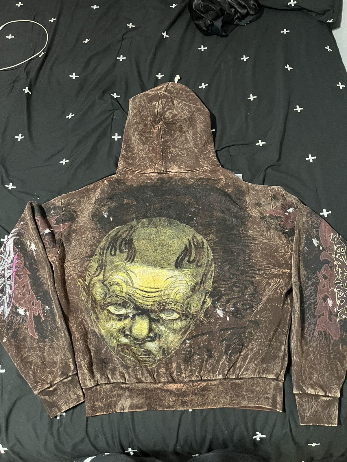 Brown Hellstar Graffiti Hoodie