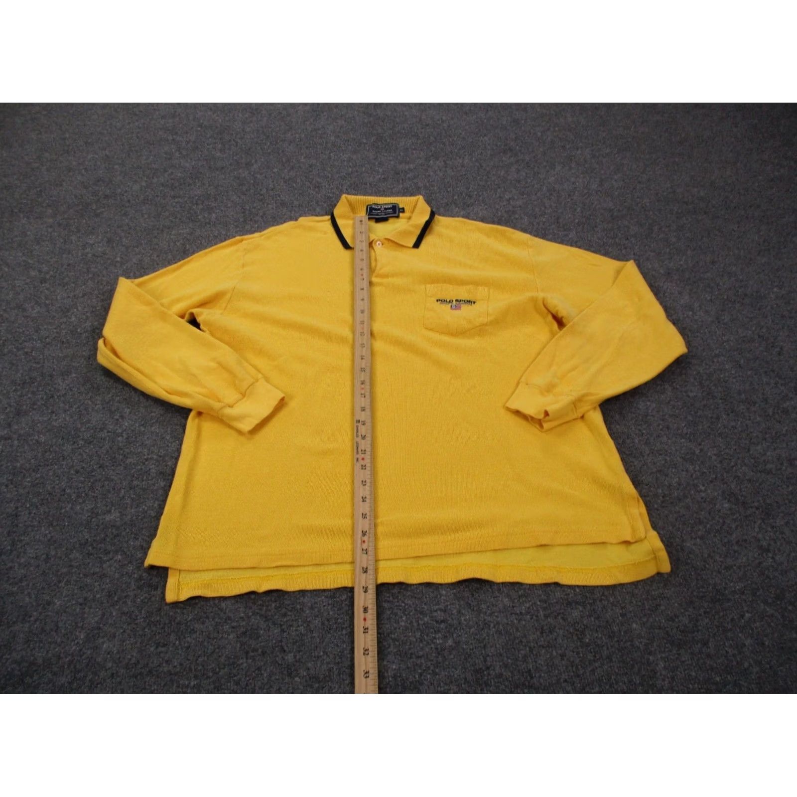 Vintage Vintage Polo Ralph Lauren Shirt Polo Mens XL Yellow Cotton Knit Logo 90s USA Classic Stretch Polo Sport Colar Spread Button Casual Size US XL / EU 56 / 4 - 3 Thumbnail