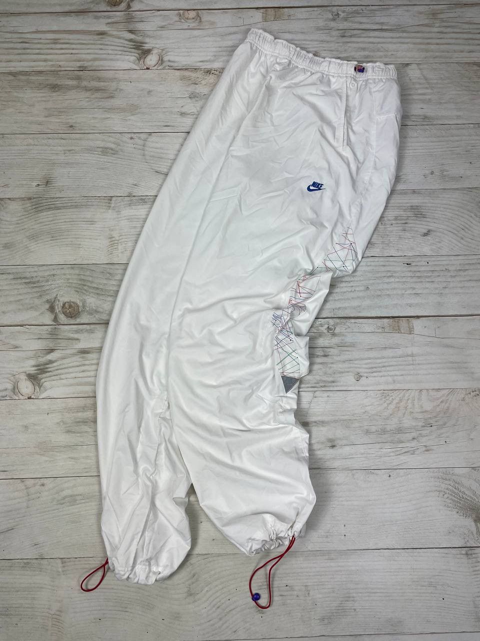 Image of Nike Tn Nylon Pants Joggers 2000 Swoosh Drill in White, Men's (Size 36)