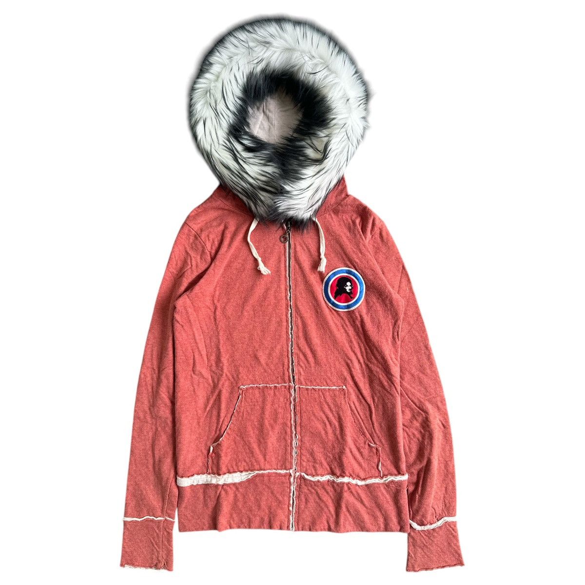 20471120 DISTRESSED EAGLE Zip FUR HOODIE PUNK STYLE Size US XS / EU 42 / 0 - 1 Thumbnail