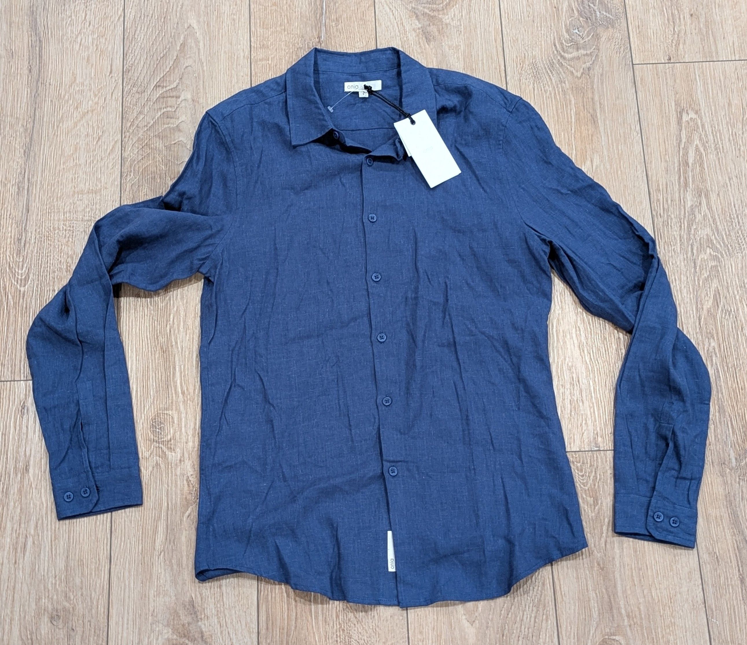 Onia Onia Linen Blend LS Button Up Shirt Blue S Size US S / EU 44-46 / 1 - 1 Thumbnail