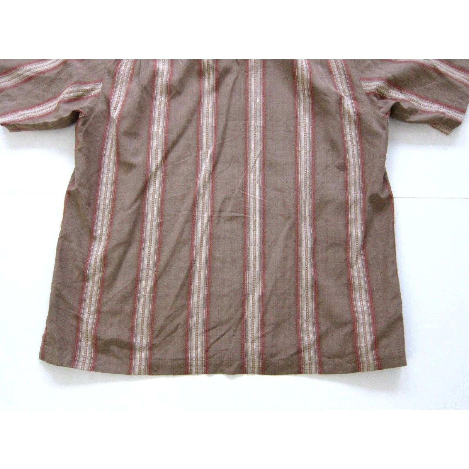 Tommy Bahama Tommy Bahama 100% Silk Brown Orange Stripe Button-Down Short Sleeve Shirt XL Men Size US XL / EU 56 / 4 - 6 Thumbnail