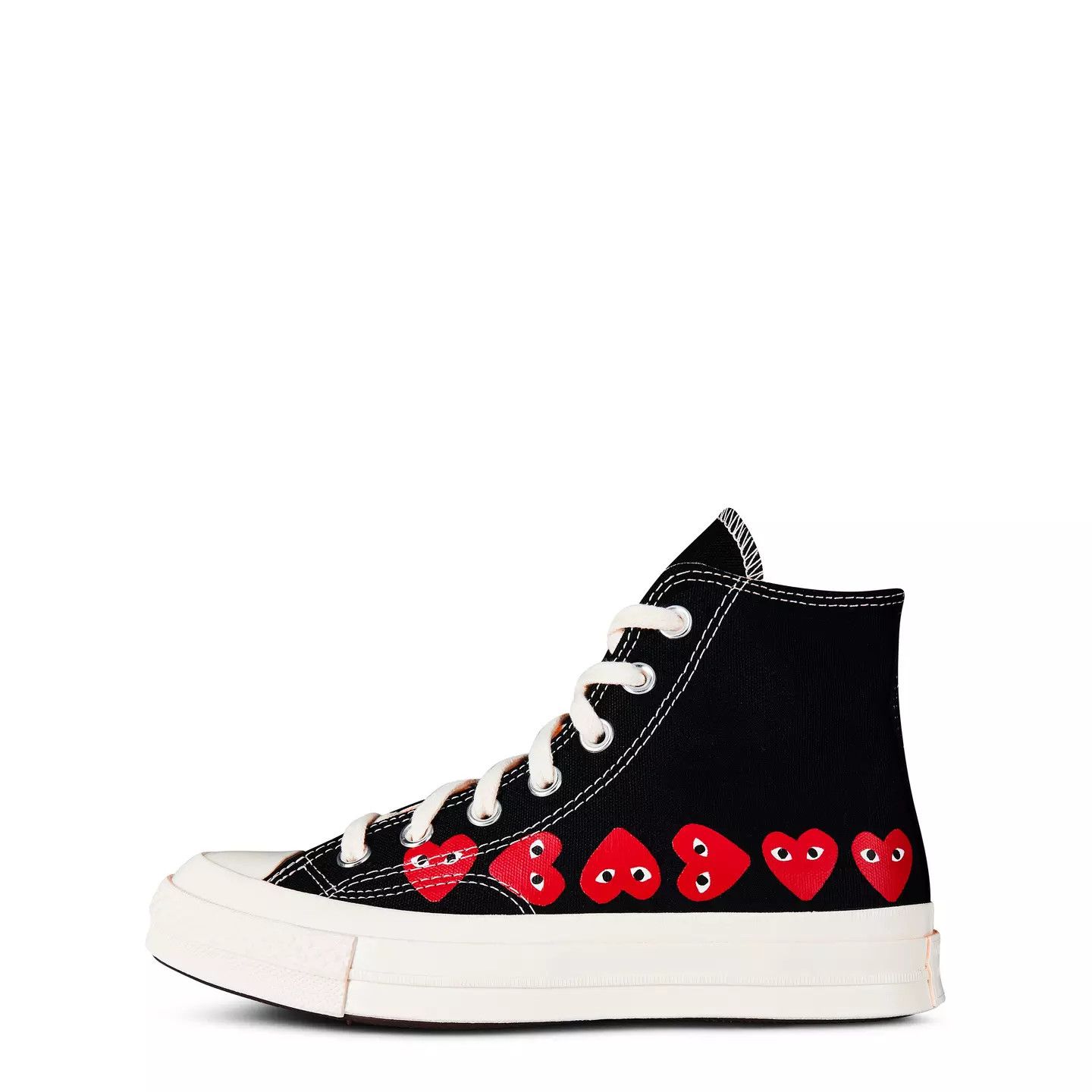 Comme des Garcons PLAY o1g2r1mq0426 Multi Heart High Top Trainers in Black Size US 9 / EU 42 - 3 Thumbnail