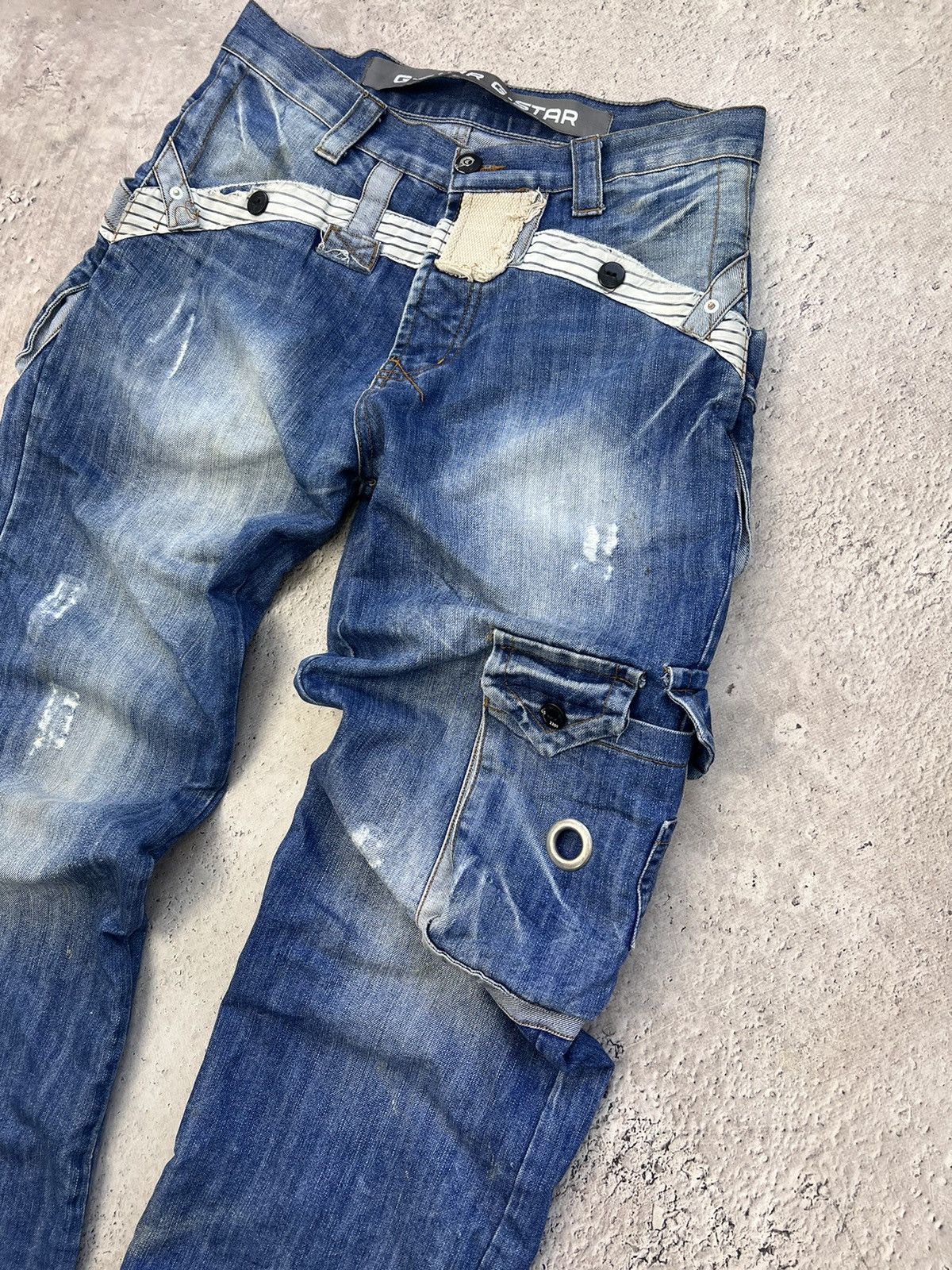 G-Star × Vintage VINTAGE Y2K G STAR BONDAGE DISTRESSED CARGO PANTS Size US 31 - 5 Thumbnail