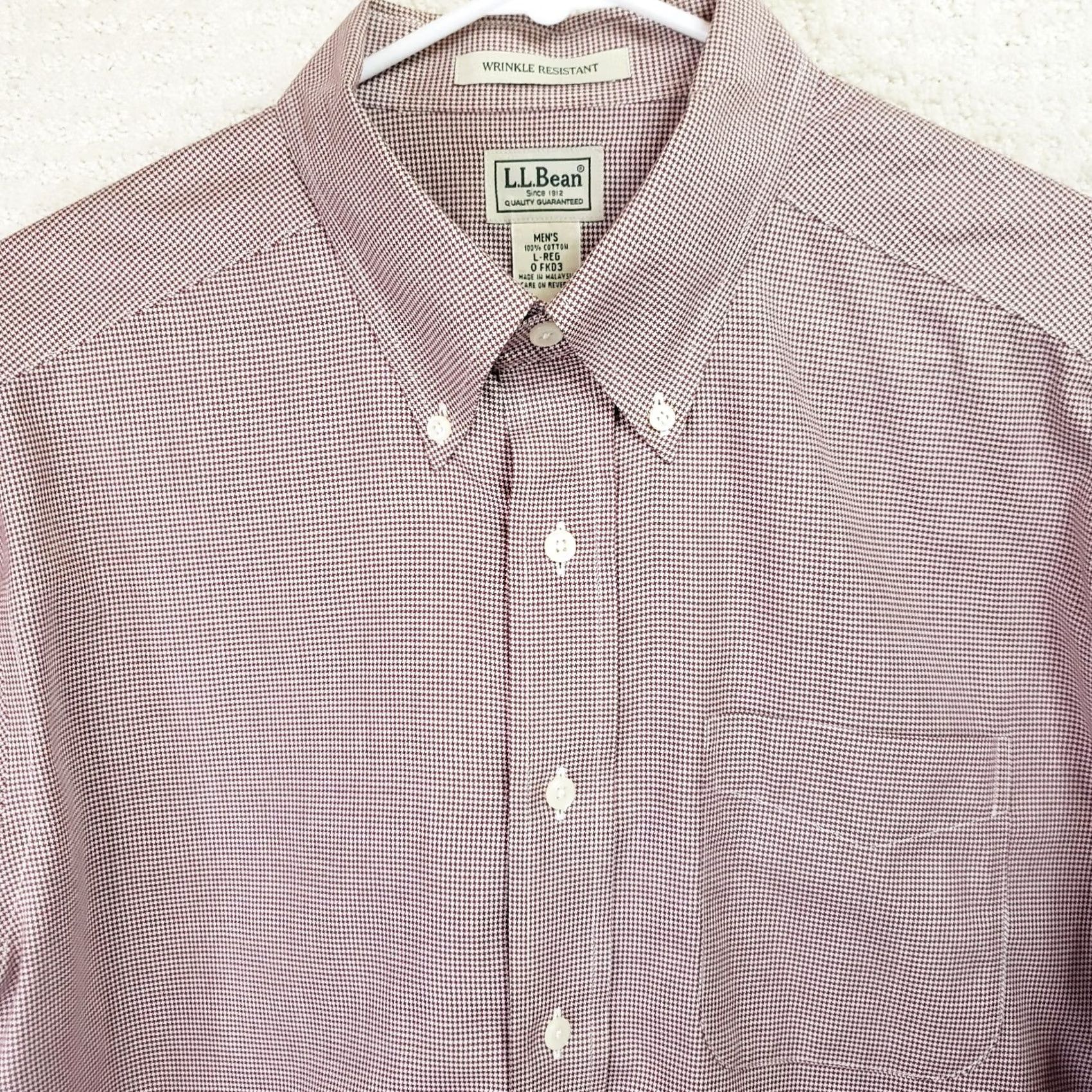 Vintage LL Bean Mens L Red Wrinkle Resistant Long Sleeve Button Up Houndstooth Shirt Mens Size US L / EU 52-54 / 3 - 4 Thumbnail