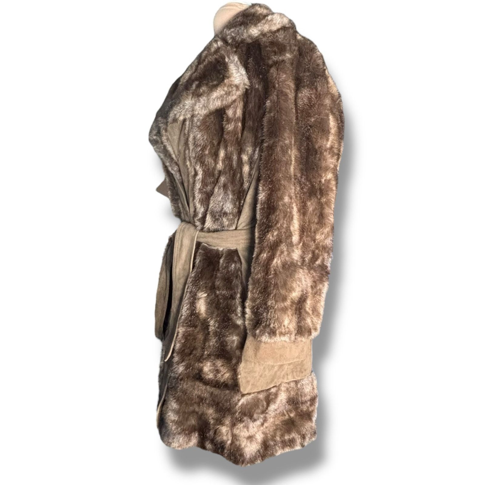 Vintage Vintage 70s Tocci England Brown Faux Fur Suede Belted Coat Size M / US 6-8 / IT 42-44 - 5 Thumbnail