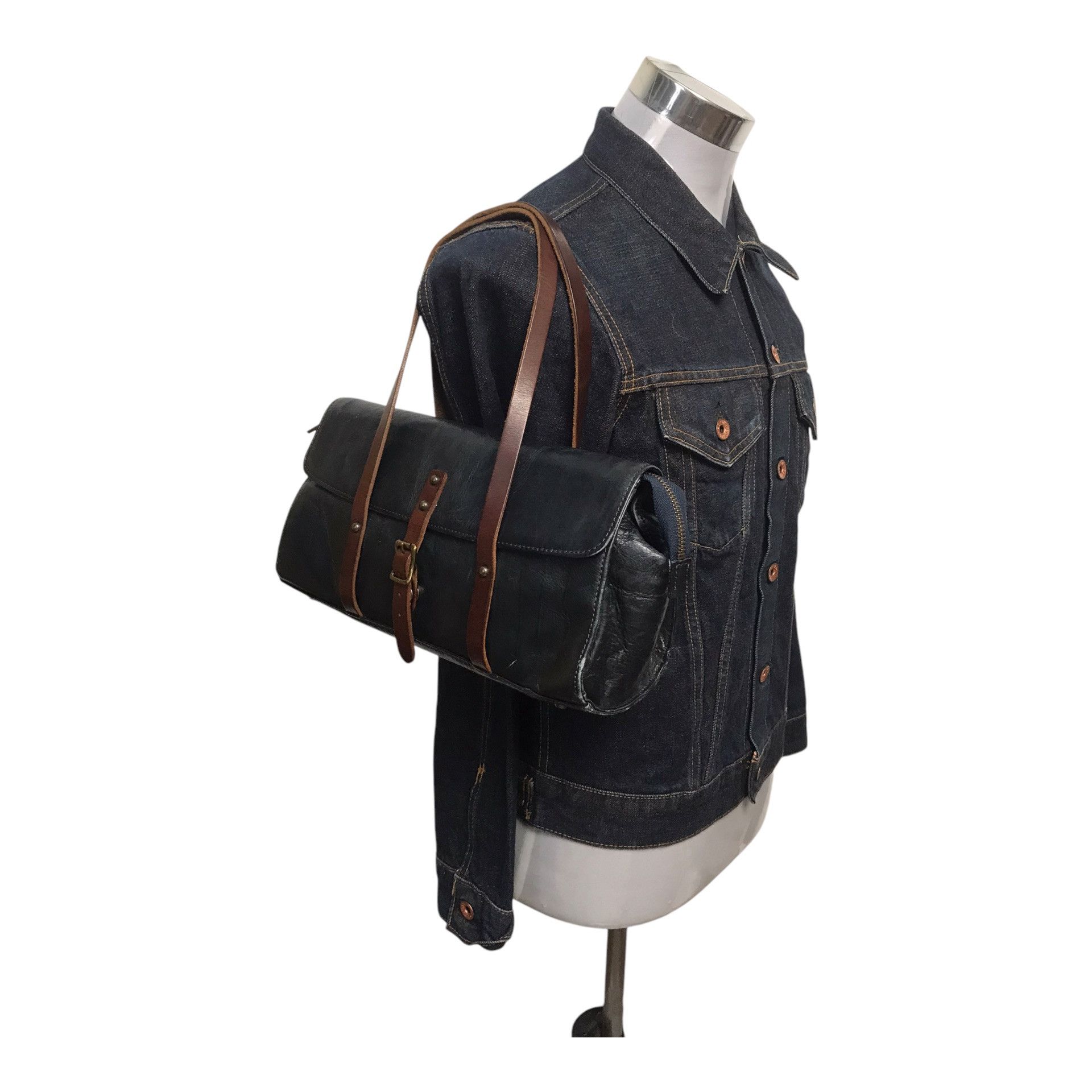 Japanese Brand × Leather Full Leather Japanese Black Tote Bag Size ONE SIZE - 1 Thumbnail