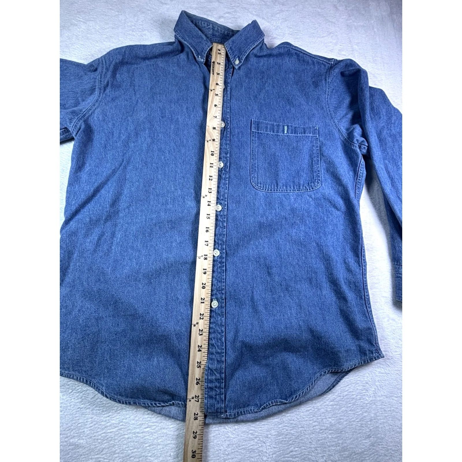 Ralph Lauren VINTAGE Ralph Lauren Chaps Denim Button-Up Shirt Long Sleeve Pocket 16 1/2 Men's Blue Denim 90s Retro Classic Buttons Womens Mens Boys Girls Size US L / EU 52-54 / 3 - 3 Thumbnail