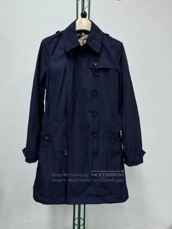 Burberry Burberry Women's Blue Polyester Striped Trench Coat. Size XS / US 0-2 / IT 36-38 - 1 Thumbnail