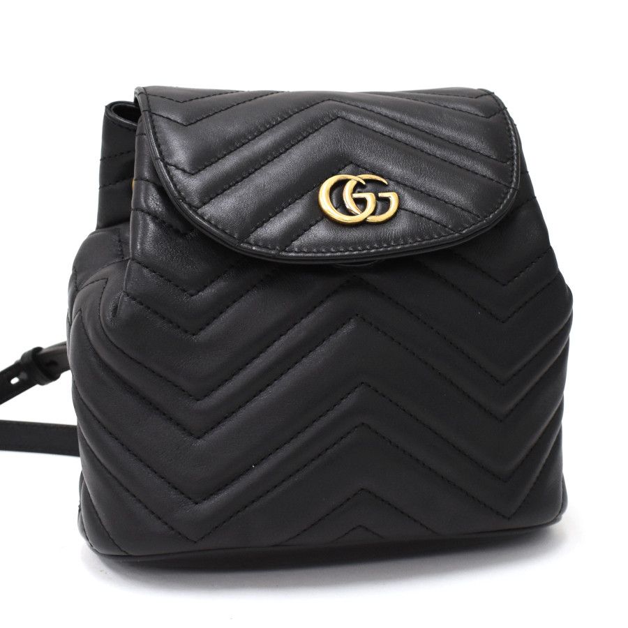 Gucci Backpack Mini Rucksack GG Marmont Quilted V Stitch Leather Black
