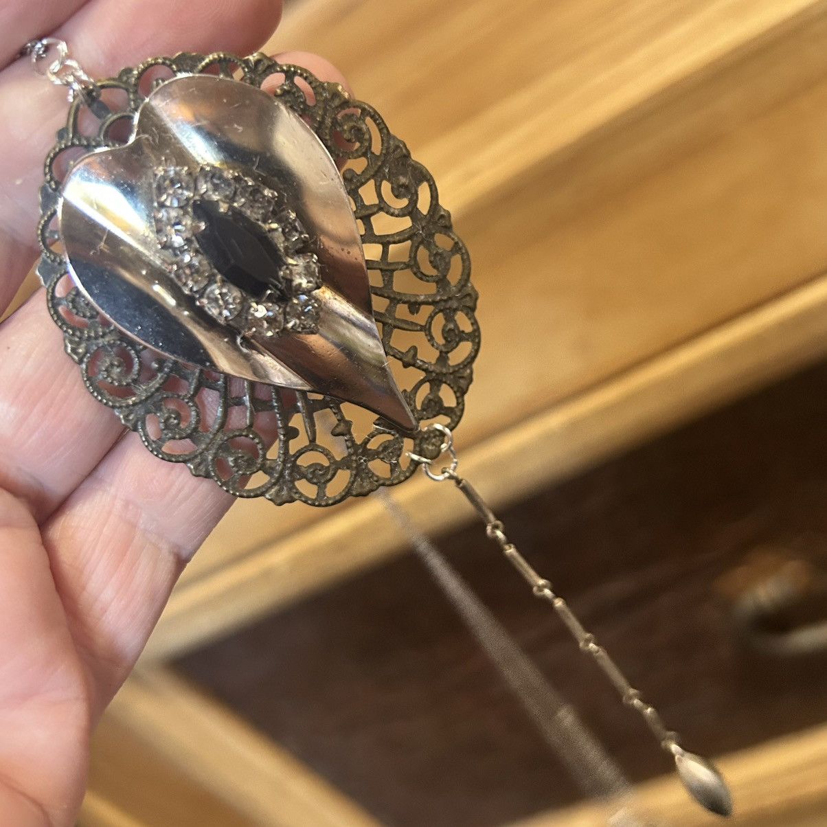 Handmade Handcrafted repurpose vintage brass pendant necklace Size ONE SIZE - 4 Thumbnail