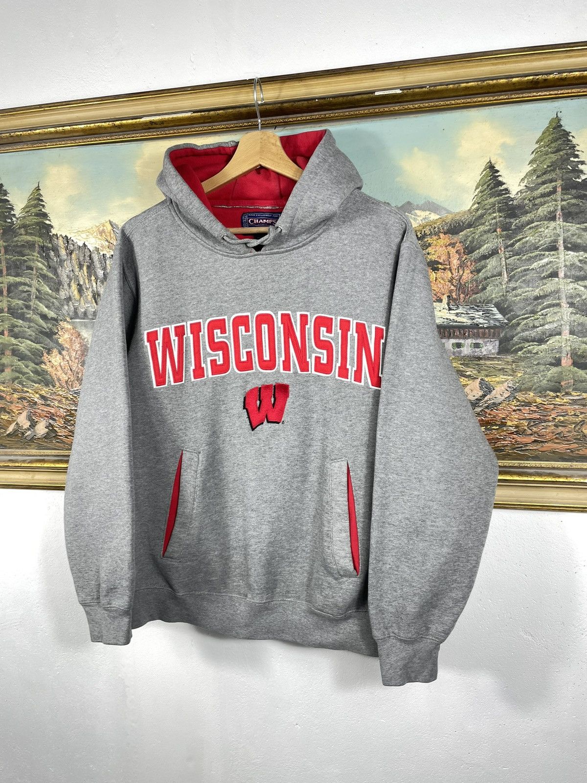 Vintage Retro 00s Boxy Loose Wisconsin College Hoodie Crewneck Size US M / EU 48-50 / 2 - 2 Thumbnail