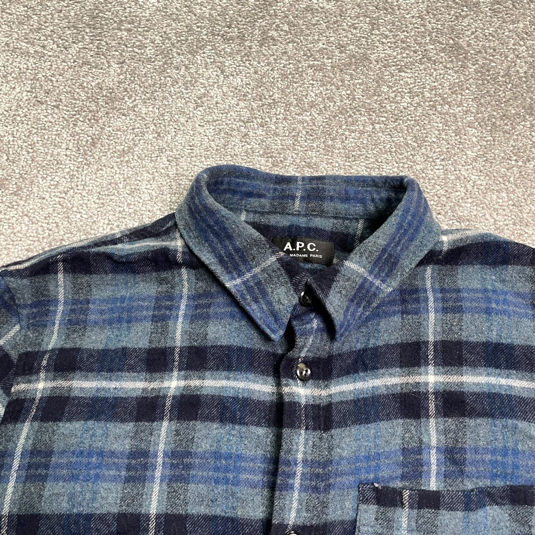 A.P.C. A.P.C. Wool Flannel Shirt Womens Small Blue Plaid Long Sleeve Button Down Casual Size S / US 4 / IT 40 - 3 Thumbnail