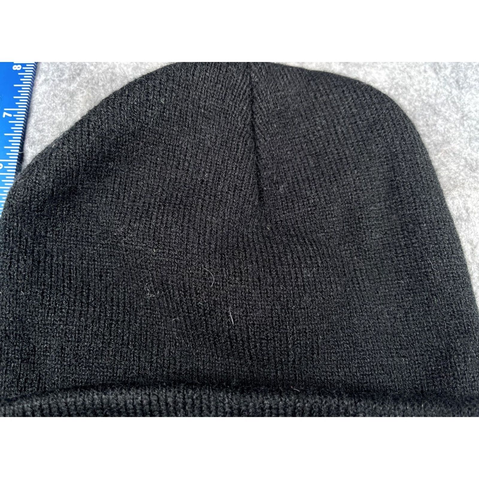 Vintage Nike Style Mens Knit Hat Beanie Black One Size Cuffed Smile Face Cartoon Winter Knit Cuffed Beanie, Mens, Winter Size ONE SIZE - 3 Thumbnail