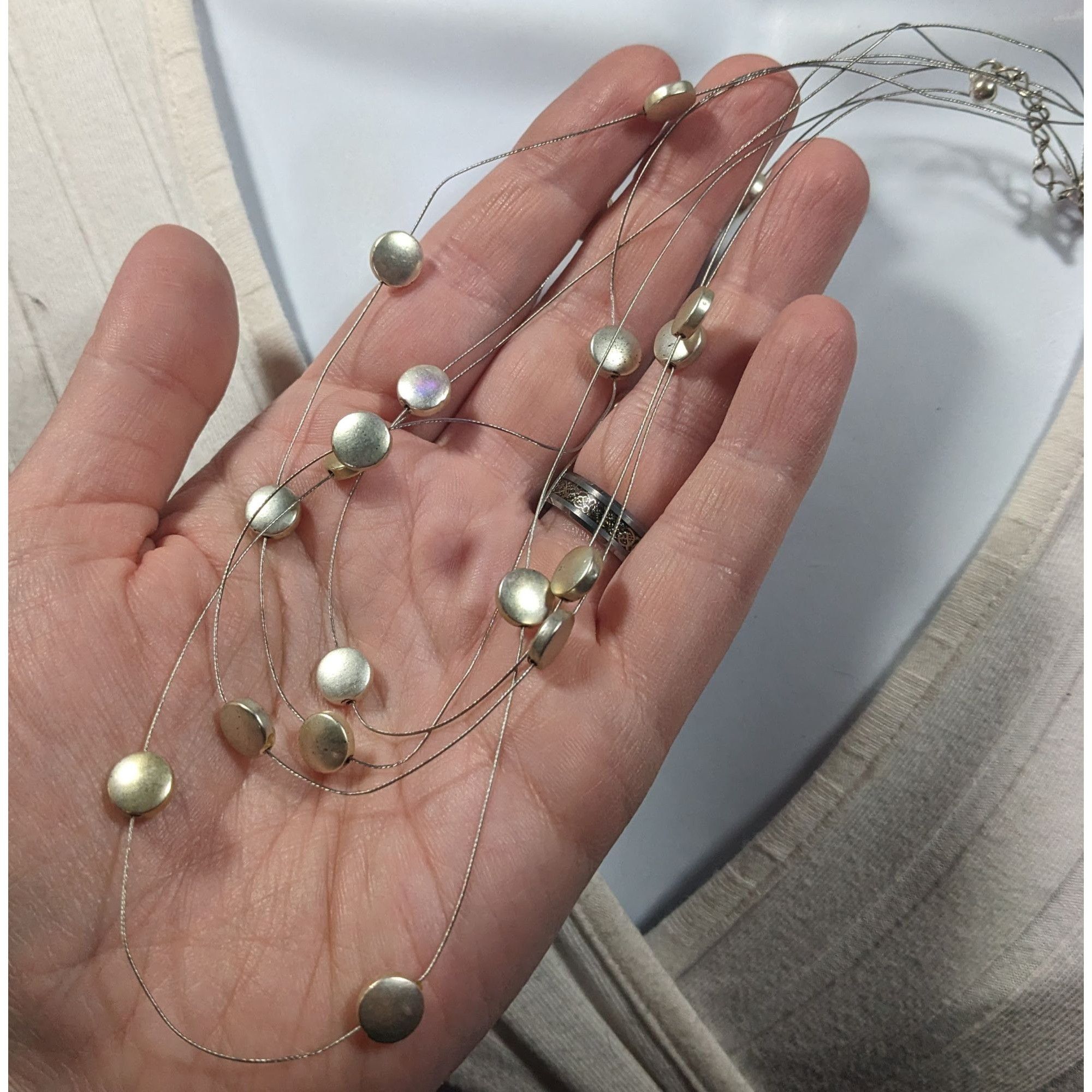 Other Metallic Disc Silver Tone Floating Multilayer Necklace Size ONE SIZE - 3 Thumbnail