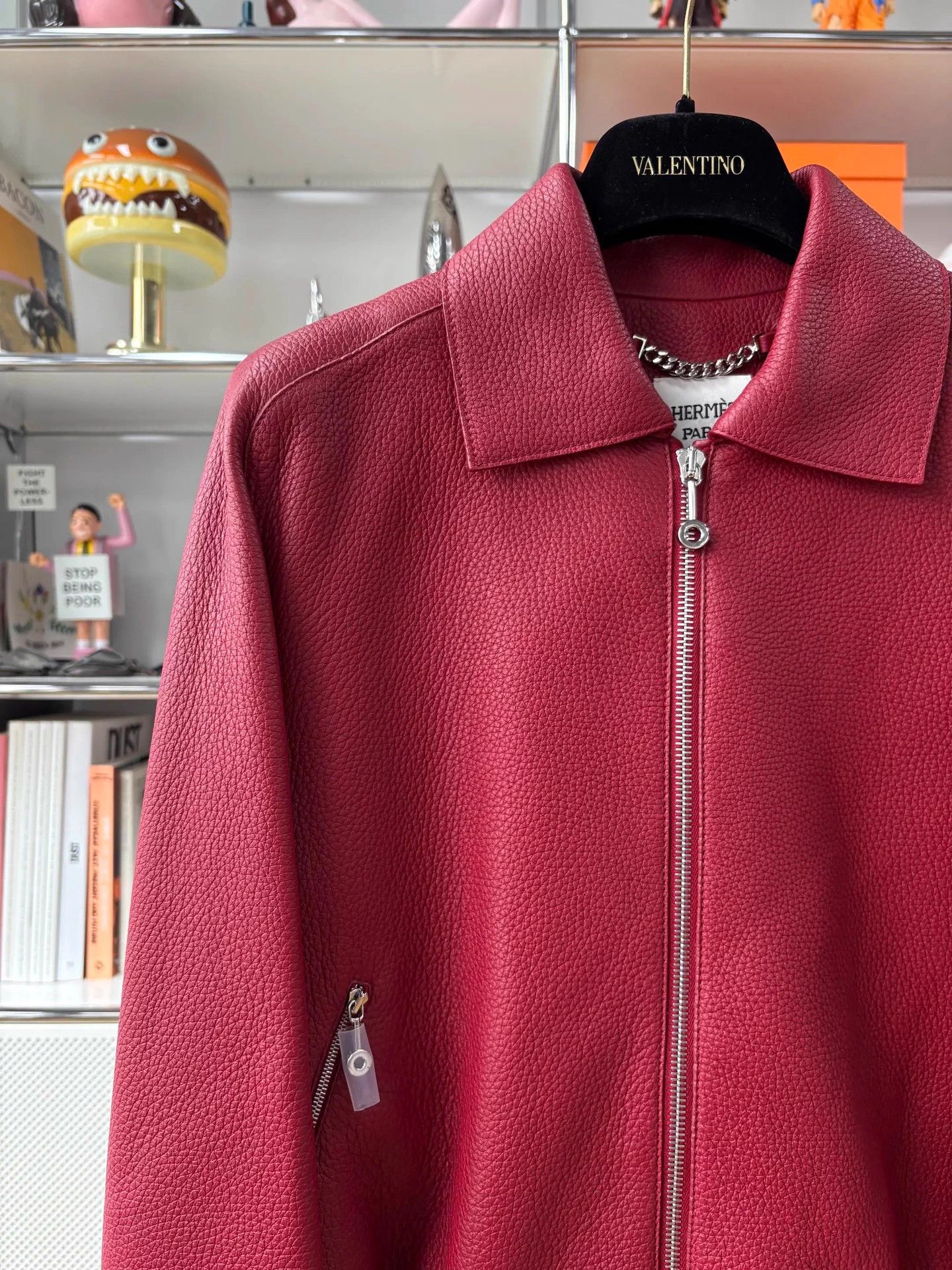 Hermes Hermes red soft deer skin zip-up jacket 38 Size S / US 4 / IT 40 - 2 Thumbnail