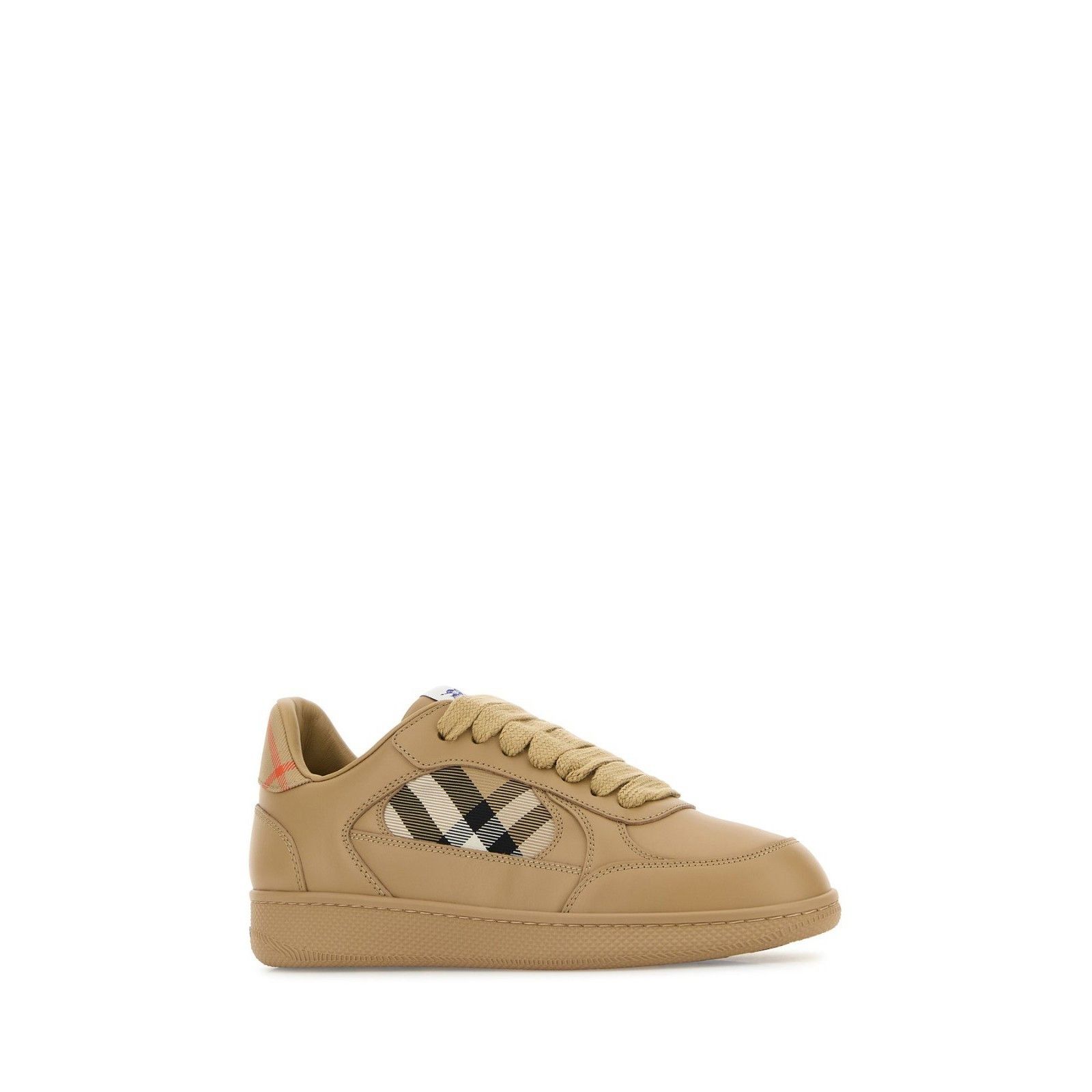 BURBERRY Terrace Brown Check Leather Sneakers New & Authenti