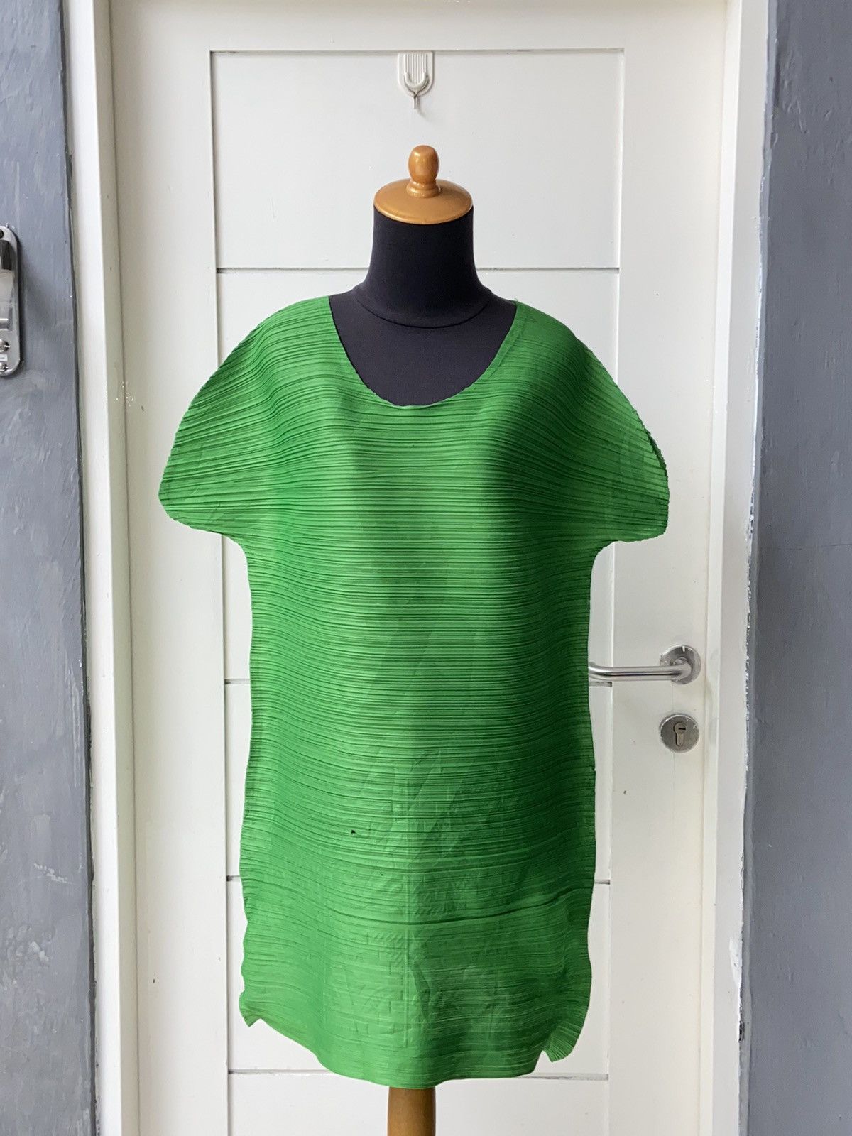 Designer × Japanese Brand PLEATSME Green Pleats Dress Size S / US 4 / IT 40 - 8 Thumbnail