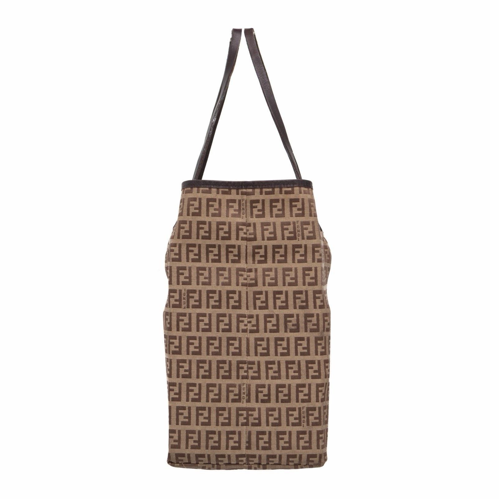 Fendi Fendi Zucchino Monogram Canvas Roll Open Top Tote Bag Brown Size ONE SIZE - 5 Thumbnail