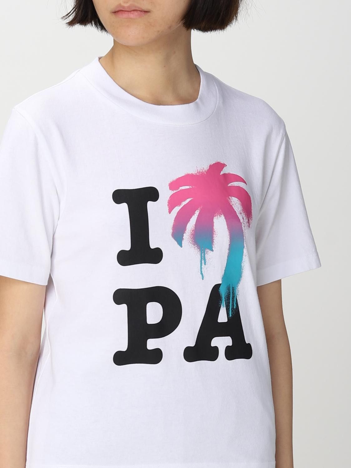 Palm Angels o1y1225 Logo Crewneck T-Shirt in White Size S / US 4 / IT 40 - 5 Thumbnail