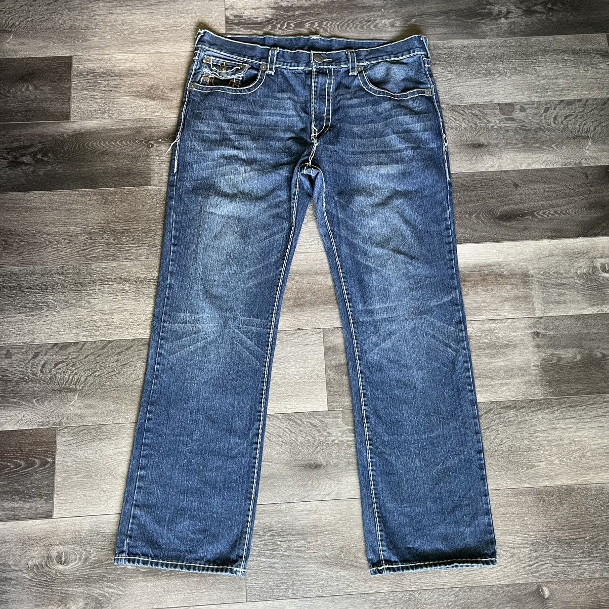 True Religion × Vintage Vintage 2000s True Religion Super T Ricky Denim Jeans 40x33 Size US 40 / EU 56 - 2 Thumbnail