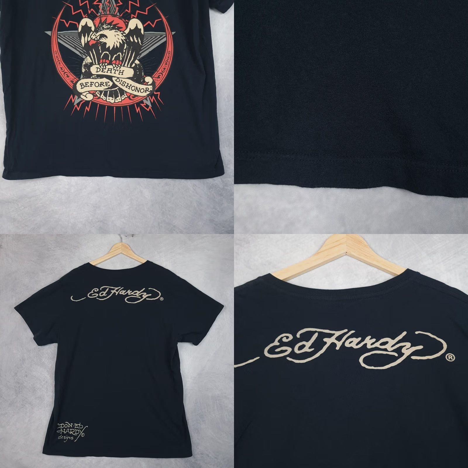 Ed Hardy Ed Hardy Shirt Mens XL Black V-Neck Death Before Dishonor Graphic Eagle Made USA Size US XL / EU 56 / 4 - 8 Thumbnail