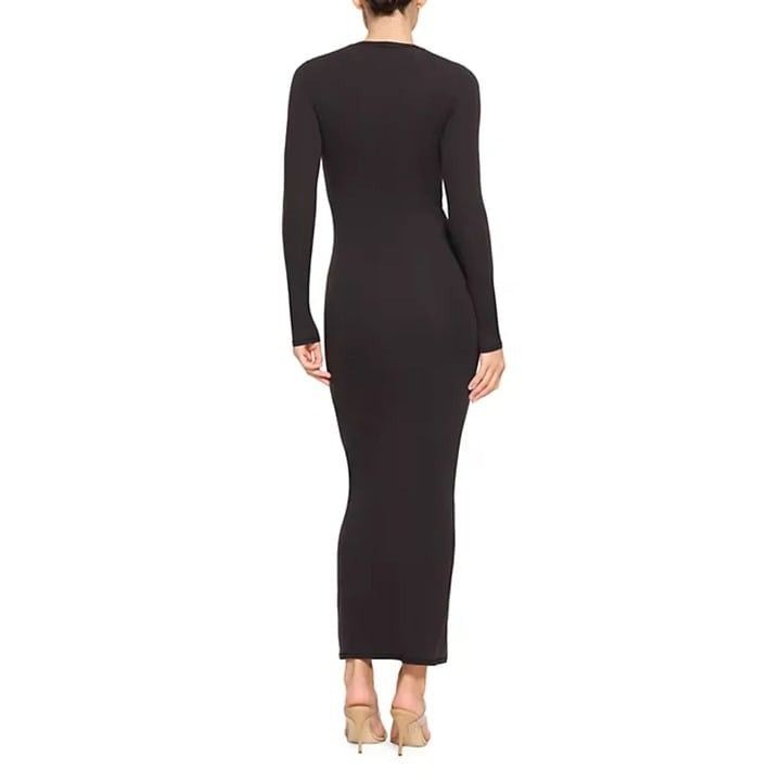 black halter dress mini Sofija Slinky Jersey Plunge Halter Neck Ruched Mini Dress in Black
