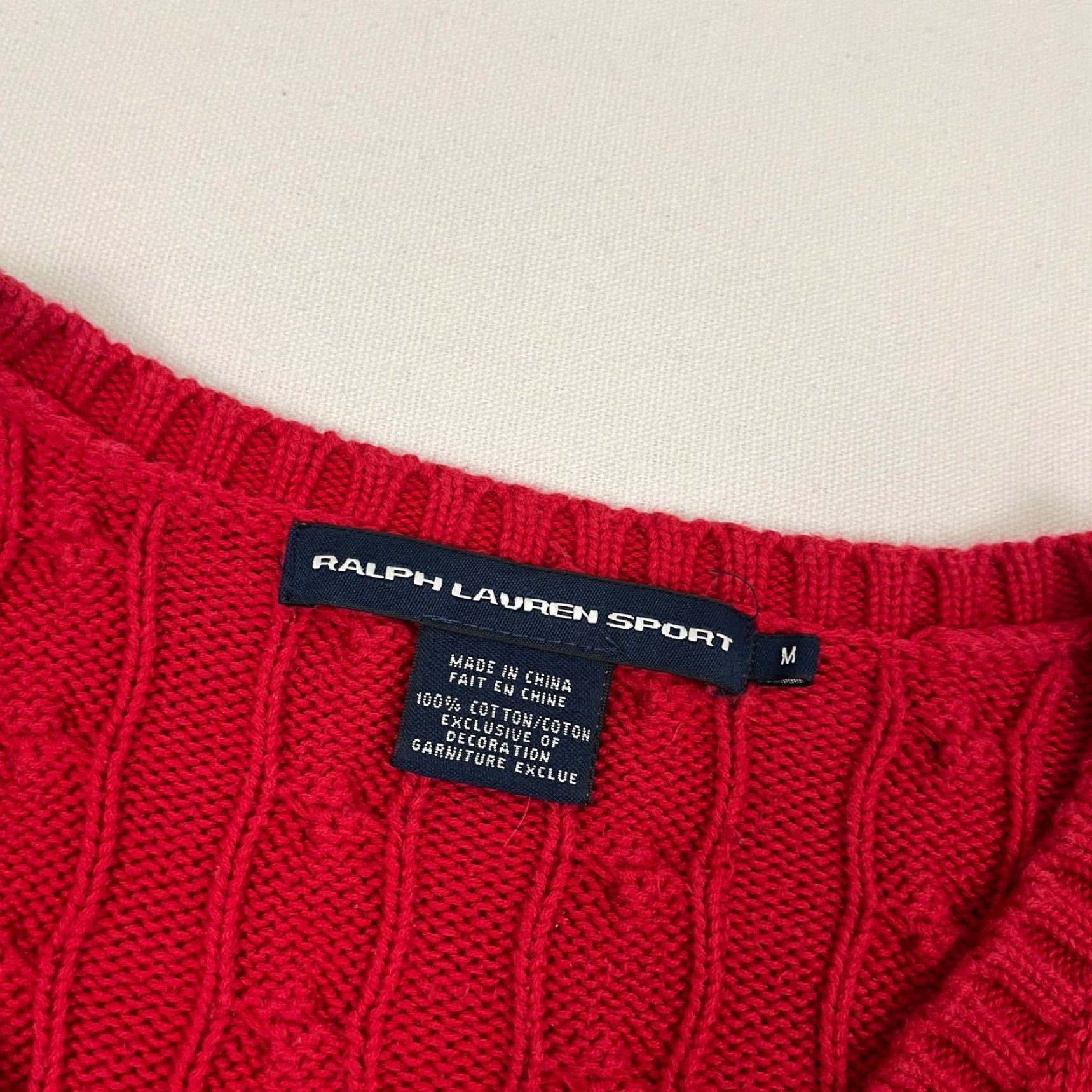 Polo Ralph Lauren VINTAGE Ralph Lauren Sport Sweater Womens M Red Cable Knit Jumper Preppy Academia Size M / US 6-8 / IT 42-44 - 3 Thumbnail