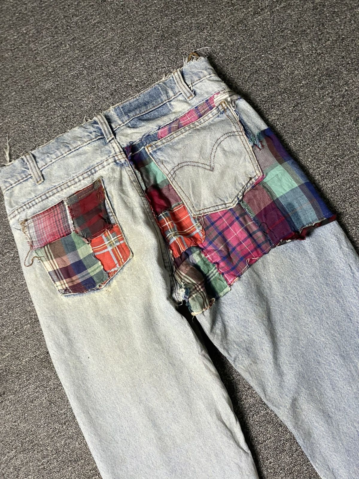 Japanese Brand × Vintage Japanese Brand Custom Patchwork Ripped Jeans (104) Size US 31 - 9 Thumbnail