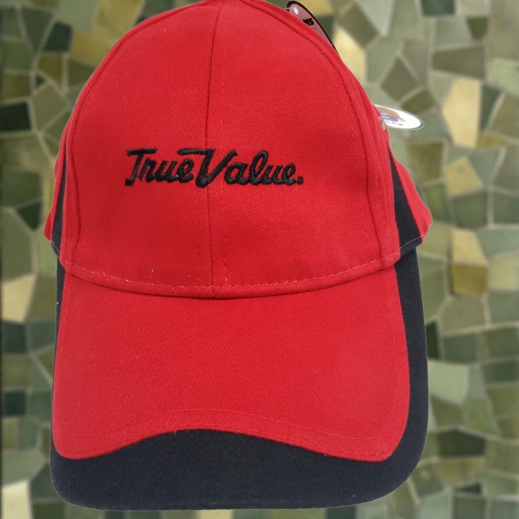 Vintage Adams True Value Baseball Cap Red Black Cotton Embroidered Adjustable Strapback Size ONE SIZE - 1 Thumbnail
