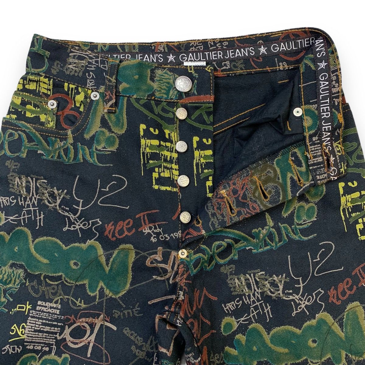 Jean Paul Gaultier Vtg archive jean paul gaultier ss 94 graffiti denim pants Size US 26 / EU 42 - 5 Thumbnail
