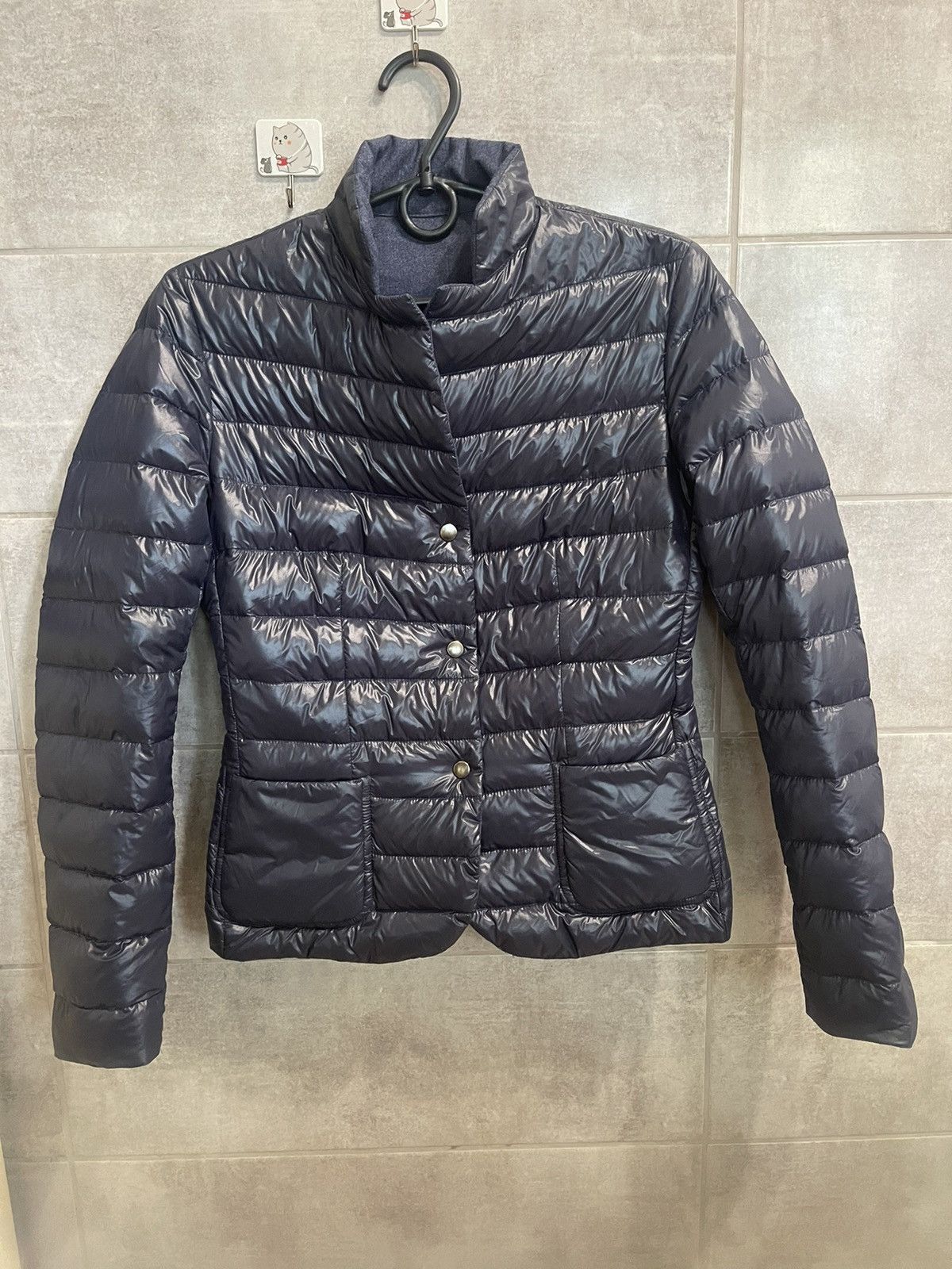 image of Italian Designers Paolo Tonali Down Reversible Lana Vergine Jacket Size 42 in Blue, Women's