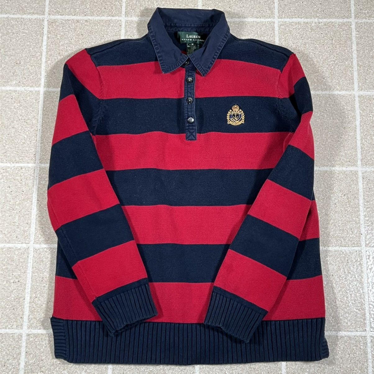 Lauren Ralph Lauren Vtg Women’s Lauren Ralph Lauren Cable Knit Rugby Sweater M Size M / US 6-8 / IT 42-44 - 1 Thumbnail
