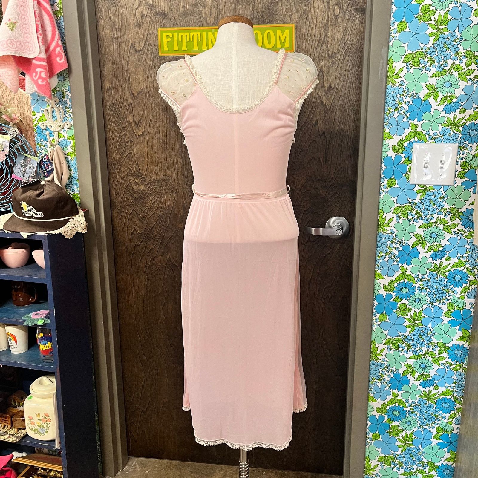 Other Pastel Pink 1960s Coquette Embroidered Nightgown Sheer Dress Size S / US 4 / IT 40 - 6 Thumbnail