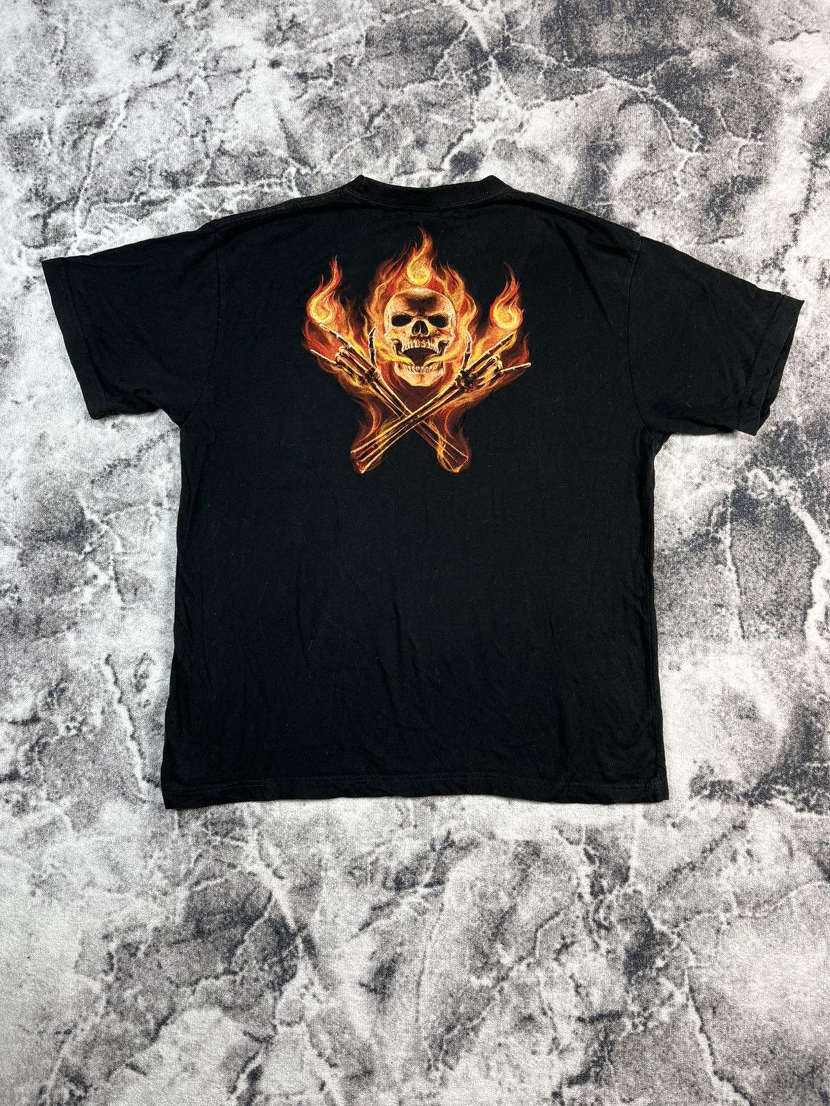 Other Spiral Direct Flaming Skull Faded Biker Tee Y2K Size US XL / EU 56 / 4 - 11 Thumbnail