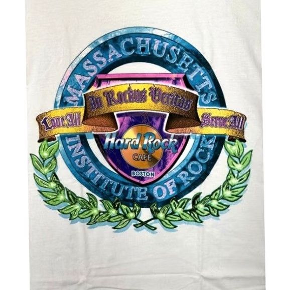 Hard Rock Cafe VINTAGE Hard Rock Shirt Men Large White Massachusetts Graphic Heavy Tee USA Made Size US L / EU 52-54 / 3 - 6 Thumbnail