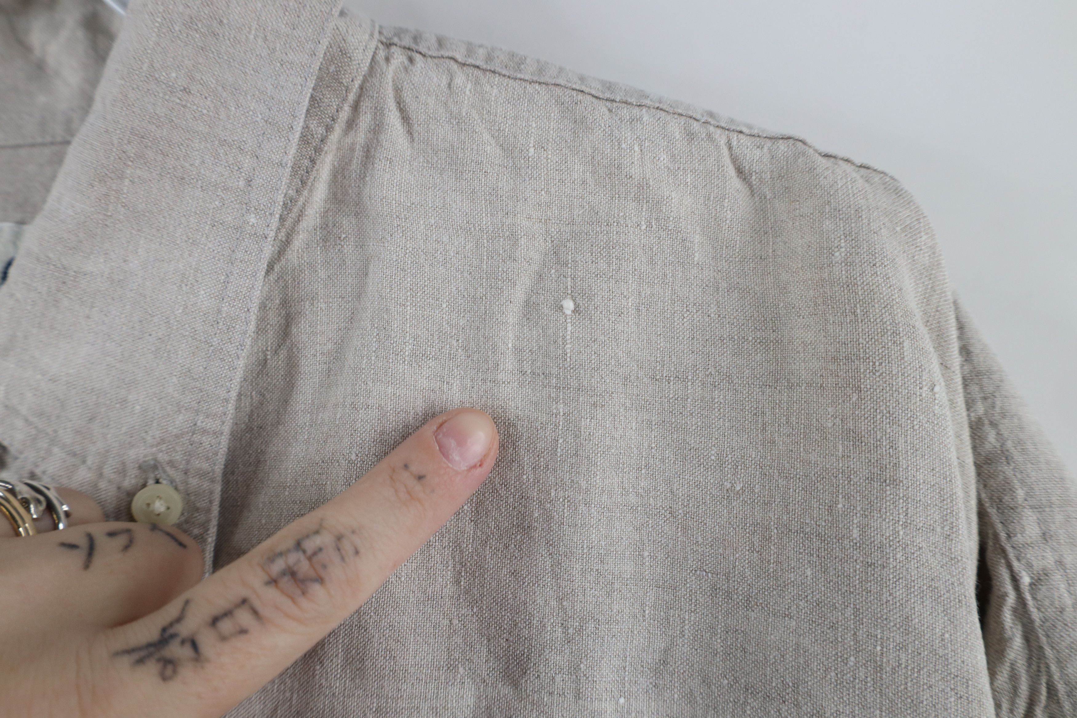 Vintage Vintage 90s Streetwear Fit Linen Collared Button Shirt Beige Size US XL / EU 56 / 4 - 4 Thumbnail