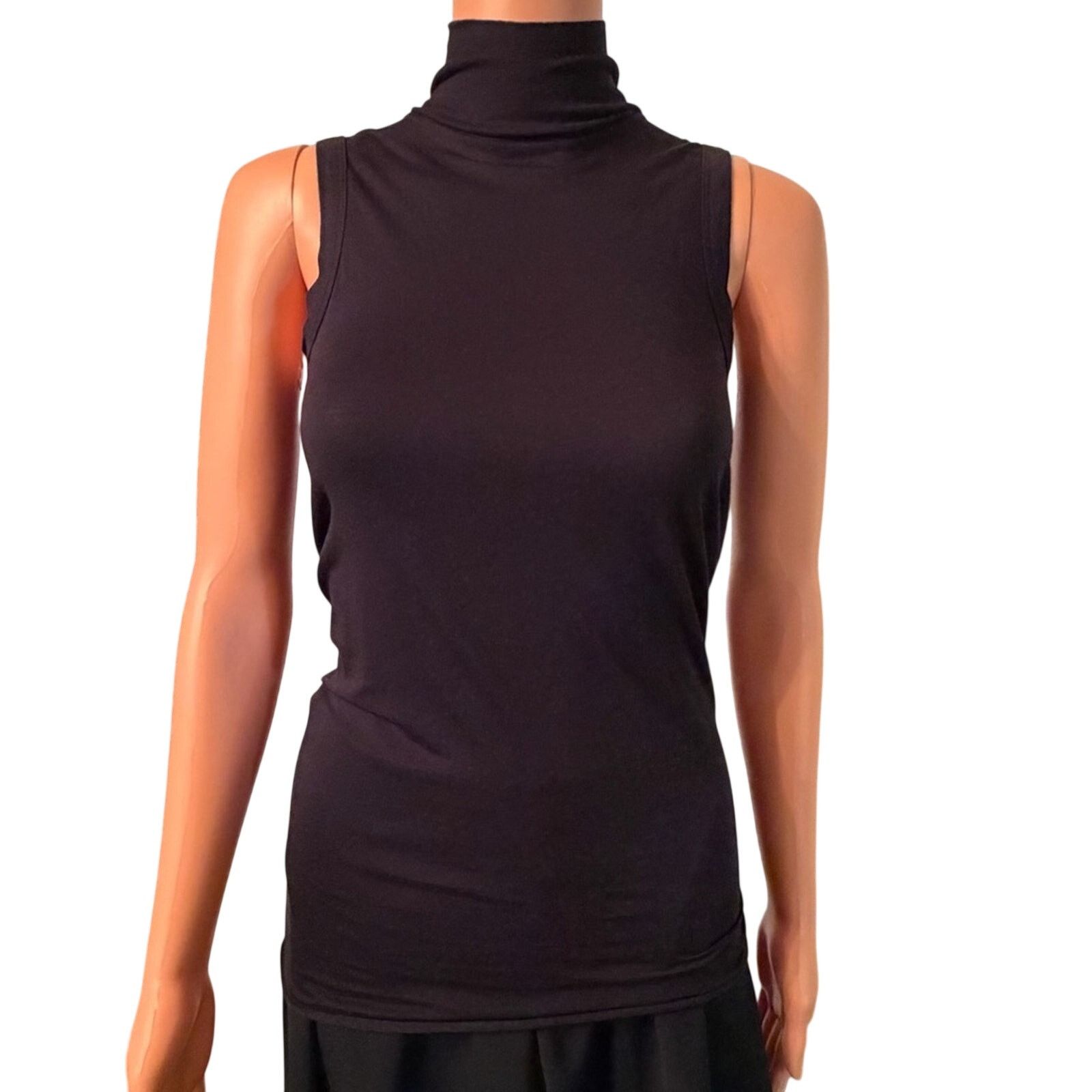 Rick Owens Lilies Black Viscose Jersey Turtleneck Top Sleeveless Tunic Size XS / US 0-2 / IT 36-38 - 3 Thumbnail