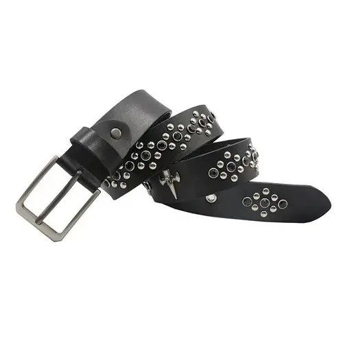 Japanese Brand Rivet Leather Pin Belt Size ONE SIZE - 3 Thumbnail