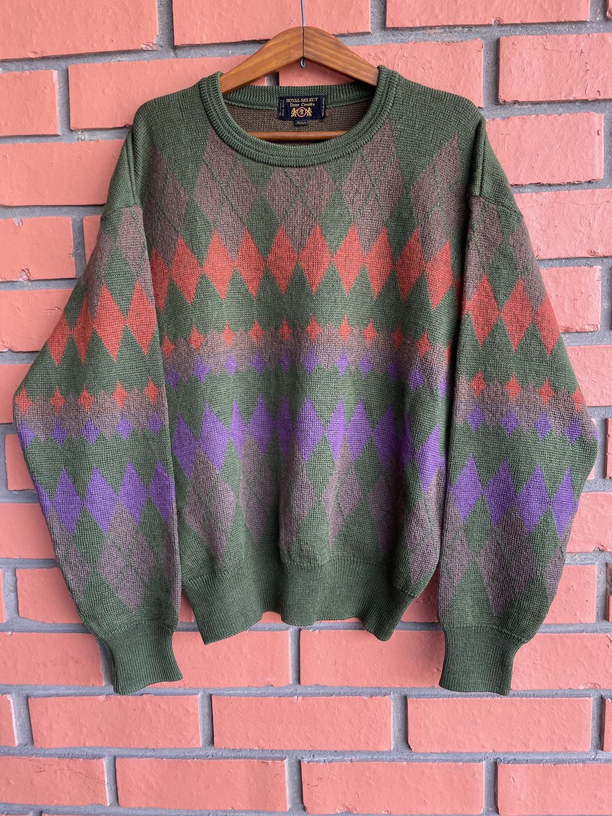 Vintage Deer Creek Knitwear Diamond Native Psychedelic Art M